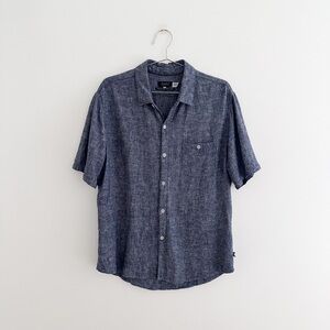 CWST Linen Button Down Shirt Made In the USA Chambray Linen Short Sleeve Size M